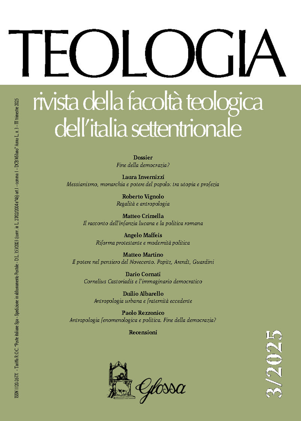 Teologia. Rivista della facoltà teologica dell'Italia settentrionale (2025). Vol. 3