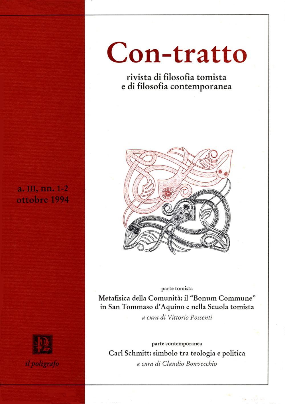 Con-tratto. Rivista di filosofia tomista e di filosofia contemporanea vol. 1-2 (1994)