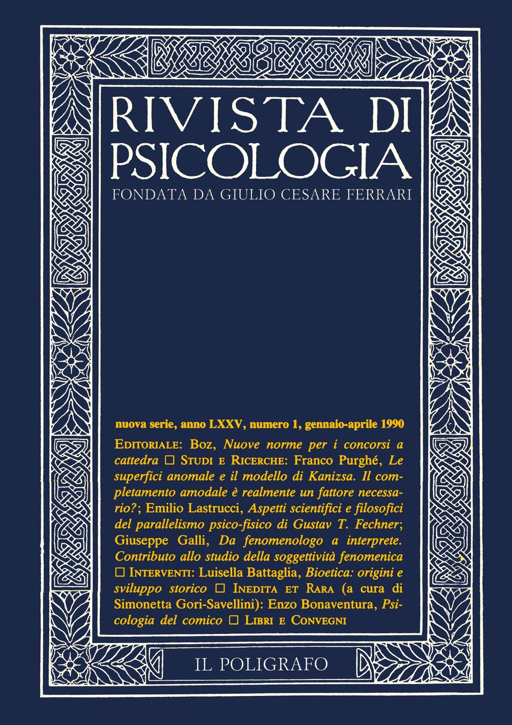 Rivista di psicologia (1990). Vol. 1: Gennaio-aprile
