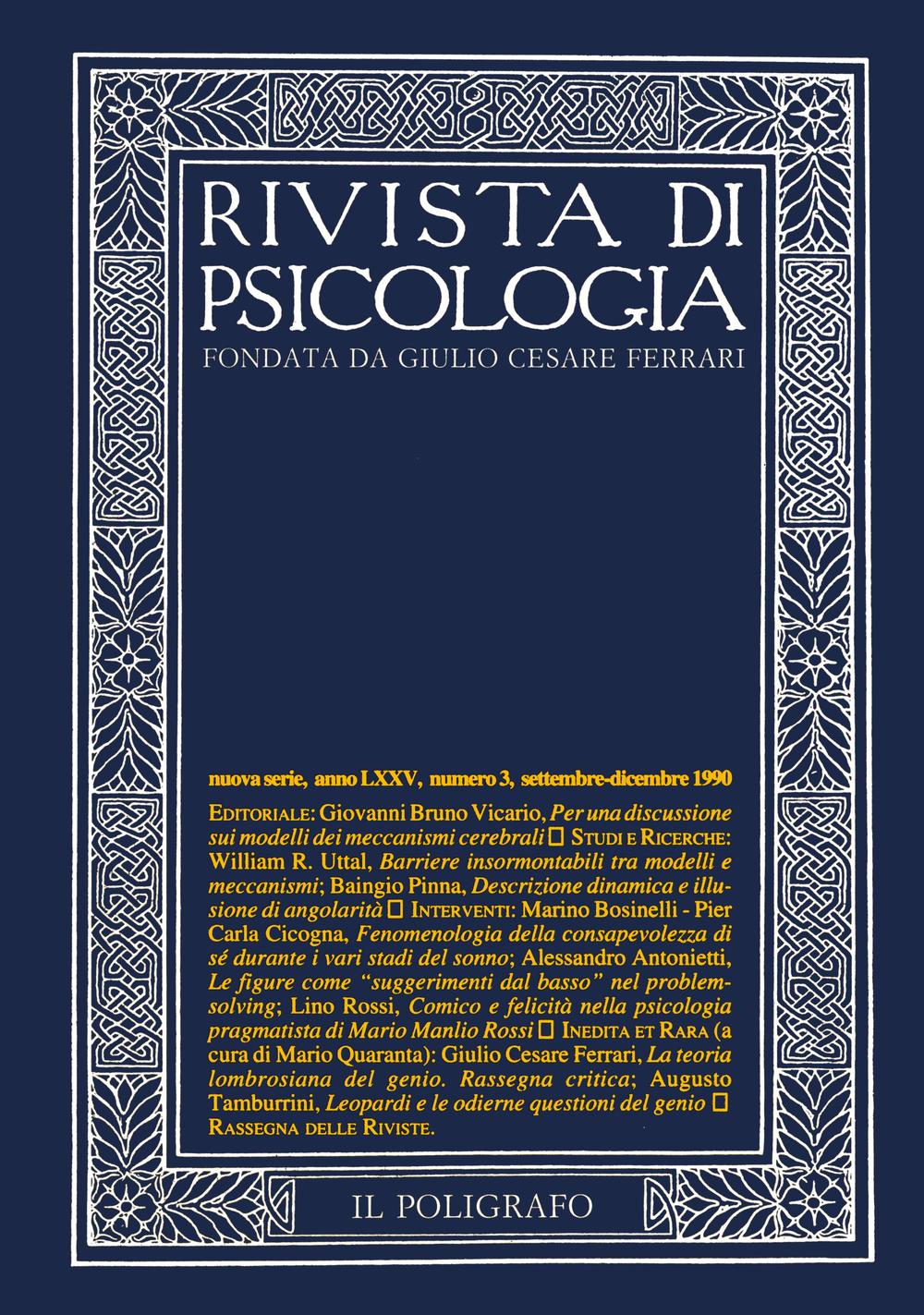 Rivista di psicologia (1990). Vol. 3: Settembre-dicembre