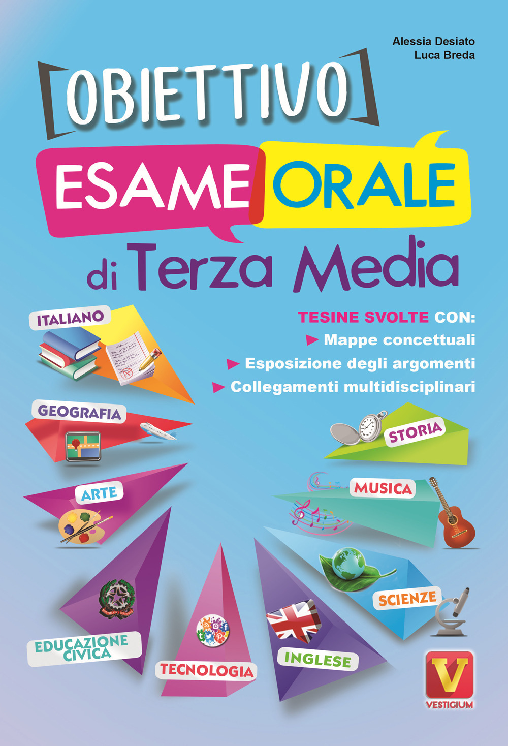 Obiettivo esame orale di terza media. Tesine svolte con mappe concettuali, esposizione degli argomenti, collegamenti multidisciplinari