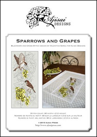 SPARROWS AND GRAPES. CROSS STITCH AND BLACKWORK DESIGN - 9788875474188