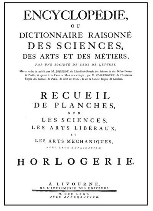 Encyclopédie horlogerie (rist. anast. 1775)
