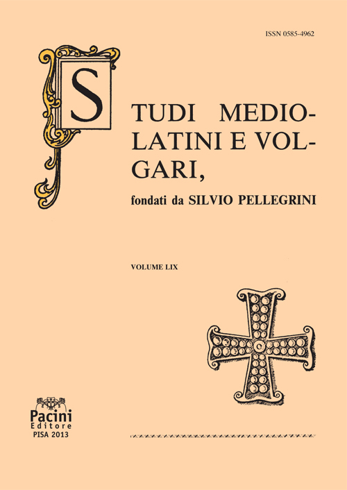 Studi mediolatini e volgari (2013). Vol. 59