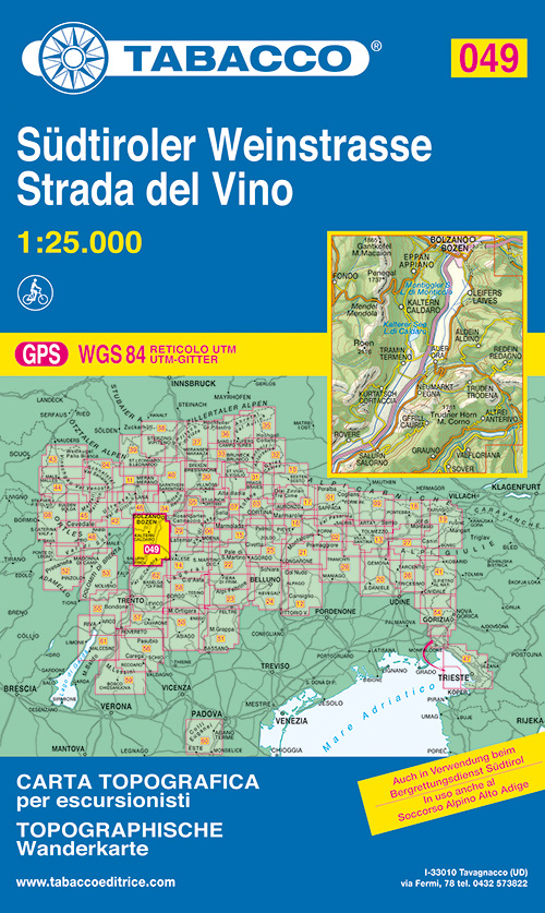 Strada del vino-Südtiroler Weinstrasse 1:25.000
