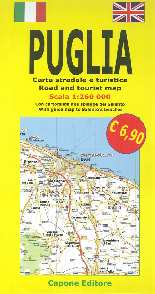 Puglia. Carta stradale e guida turistica. Con cartoguida alle spiagge del Salento 1:260.000. Ediz. italiana e inglese