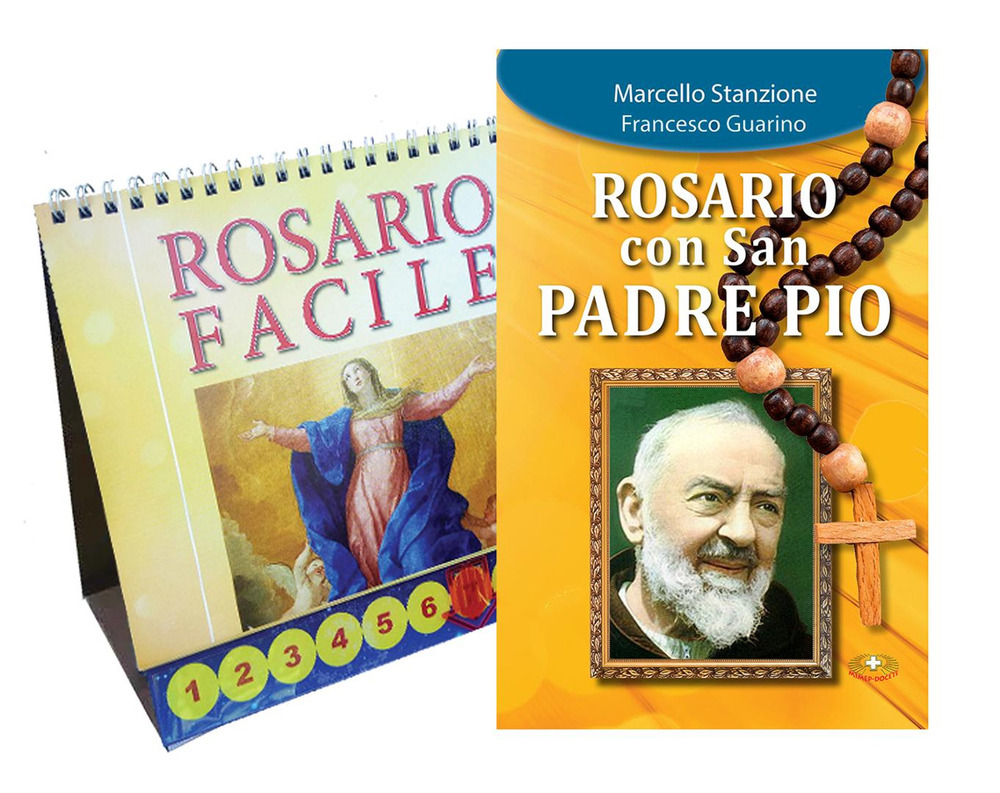 Rosario con San Padre Pio. Ediz. a caratteri grandi. Con un rosario da tavolo composto da 40 schede da sfogliare con un cursore a piè di pagina aiuta a recitare correttamente ogni decina