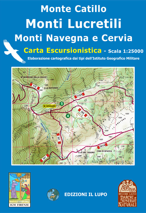 Monte Catillo, Lucretili, Cervia, Navegna. Carta escursionistica 25:000