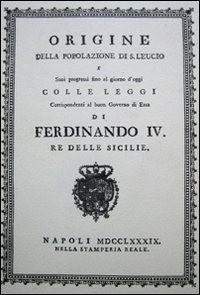 Origine della popolazione di S. Leucio (rist. anast. 1789)