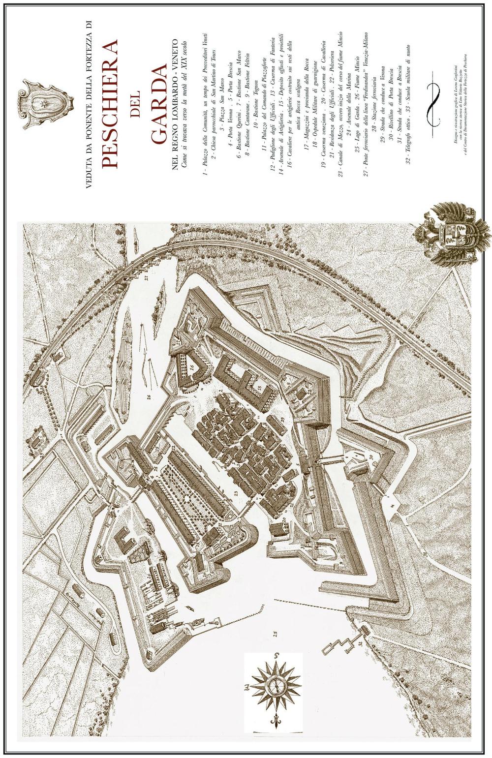 Veduta da Ponente della fortezza di Peschiera del Garda. Nel regno Lombardo-Veneto. Ediz. illustrata