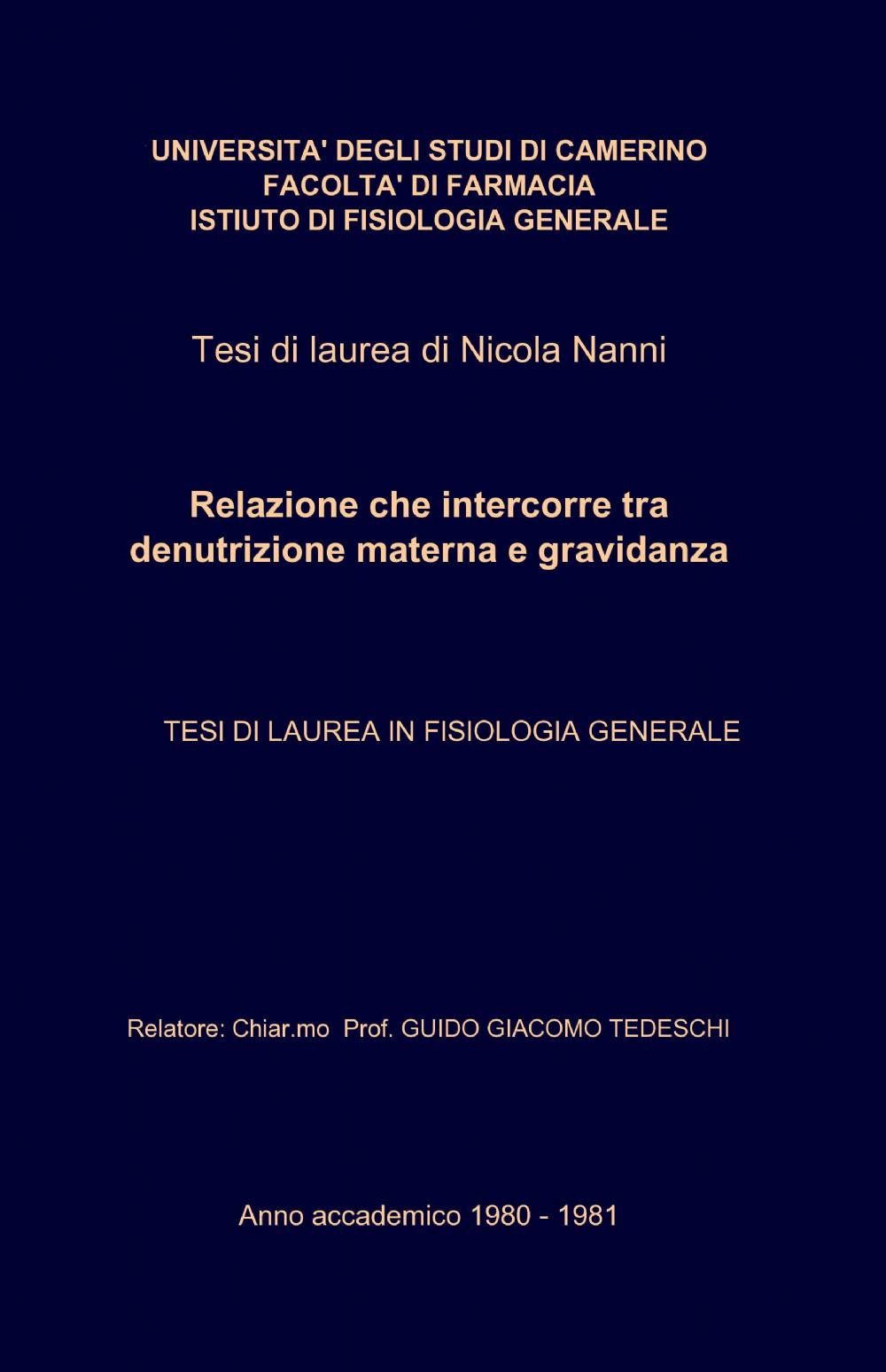 Relazione che intercorre tra denutrizione materna e gravidanza