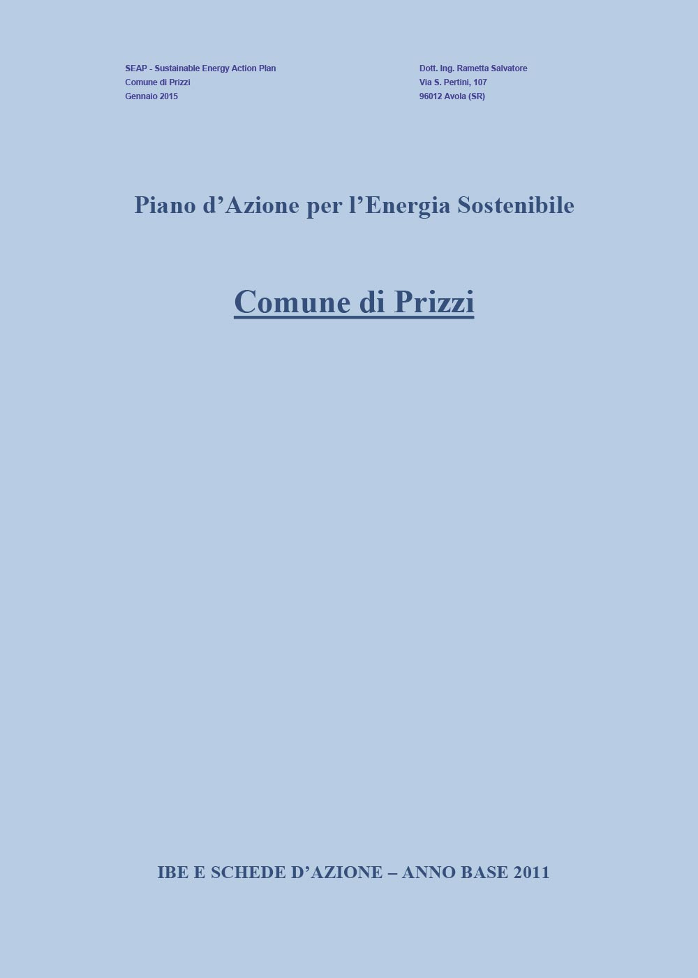 Piano d'azione per l'energia sostenibile. Comune di Prizzi
