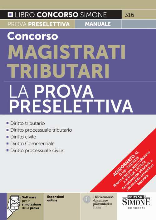 Concorso magistrati tributari. La prova preselettiva. Con espansione online. Con software di simulazione