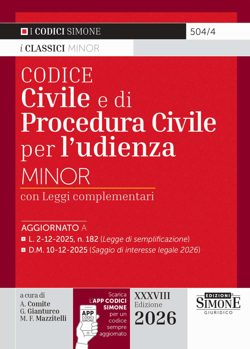 Codice civile e di procedura civile per l'udienza Minor. Con APP CODICI SIMONE per un codice sempre aggiornato