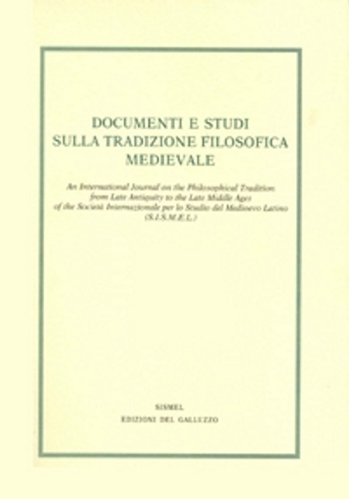 Documenti e studi sulla tradizione filosofica medievale (2020). Vol. 31