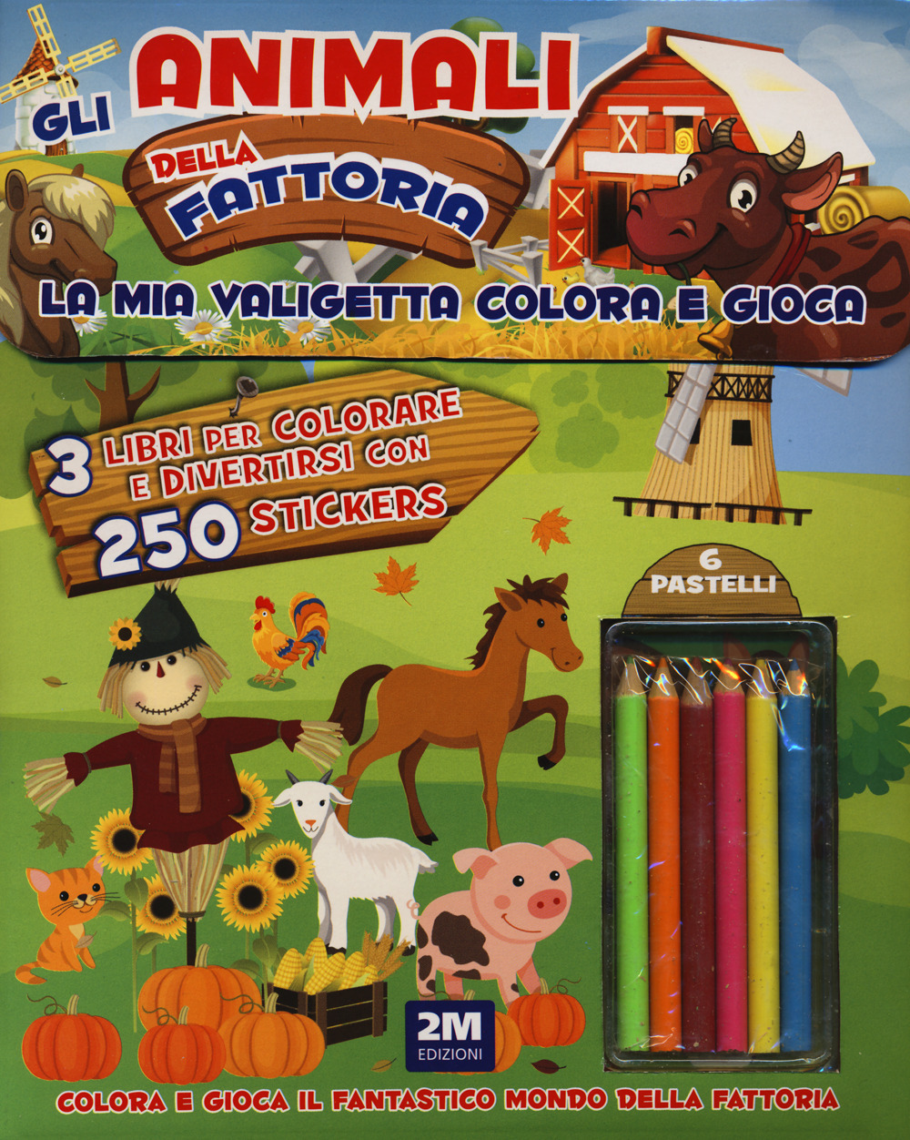 Gli animali della fattoria. La mia valigetta colora e gioca. Con adesivi. Ediz. a colori. Con pastelli