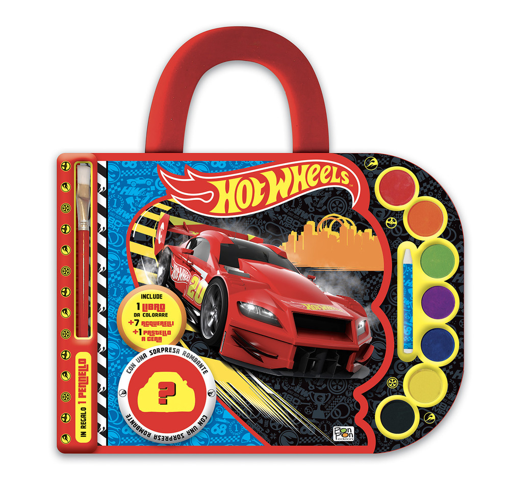 Valigetta con acquerelli. I colorelli. Hot Wheels. Ediz. a spirale. Con acquerelli, pennello, pastello a cera