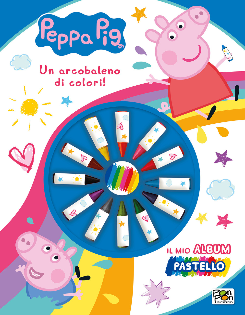 Un arcobaleno di colori! Peppa Pig. Il mio album pastello. Ediz. a colori. Con 12 pastelli a cera