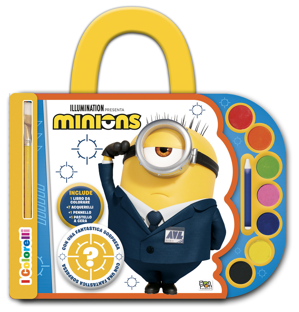 Minions. I colorelli. Valigetta con acquerelli. Ediz. a colori. Ediz. a spirale. Con 7 acquerelli, 1 pennello, 1 pastello a cera bianco e 1 sorpresa