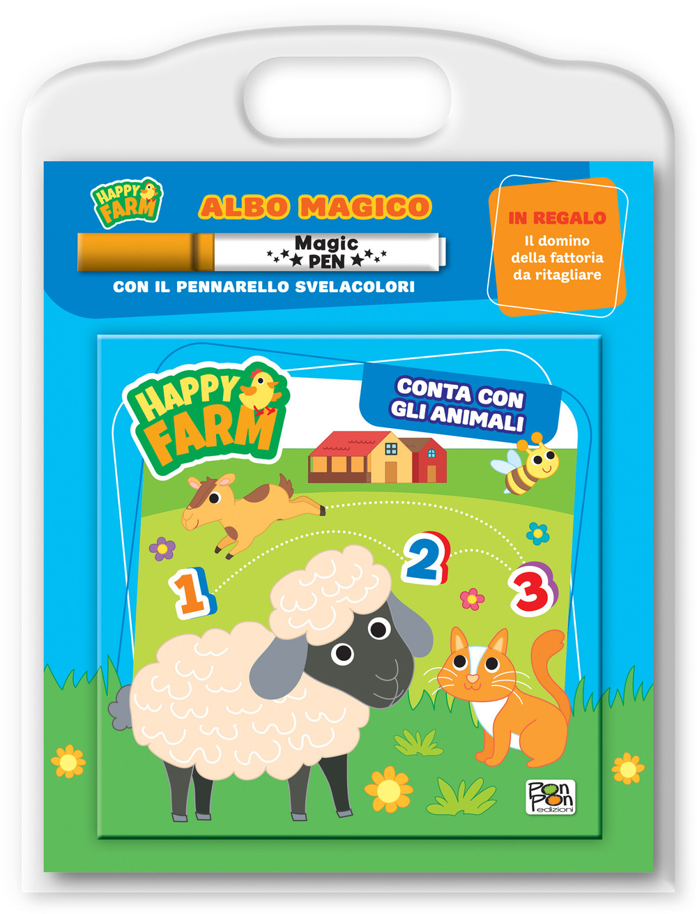 Conta con gli animali. Happy farm. Albo magico. Ediz. a colori. Con pennarello svelacolori