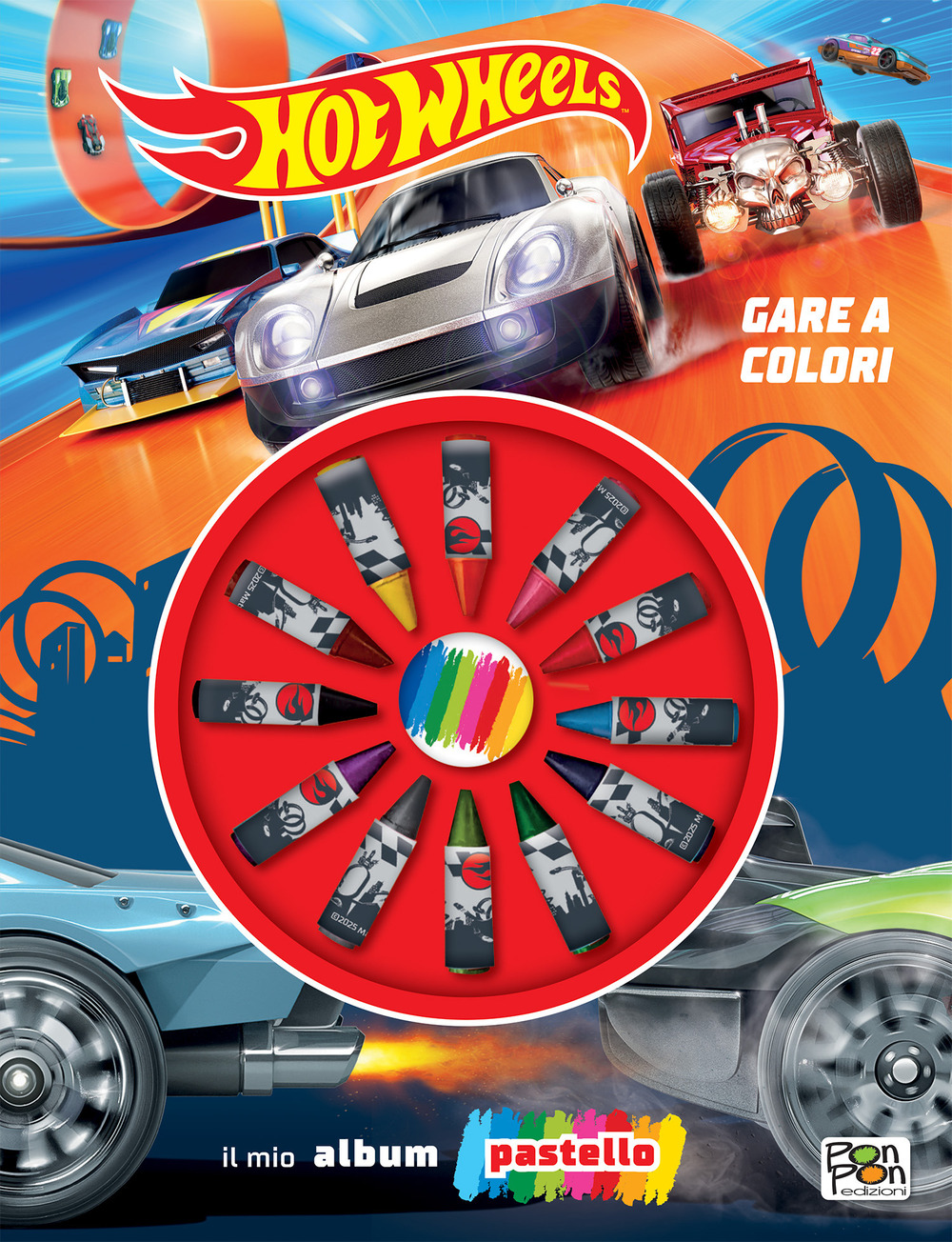 Gare a colori. Hot Wheels. Il mio album pastello. Ediz. a colori. Con 12 pastelli a cera