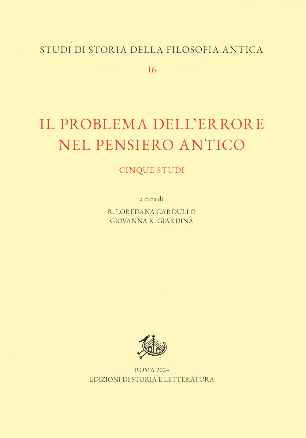 Il problema dell'errore nel pensiero antico. Cinque studi