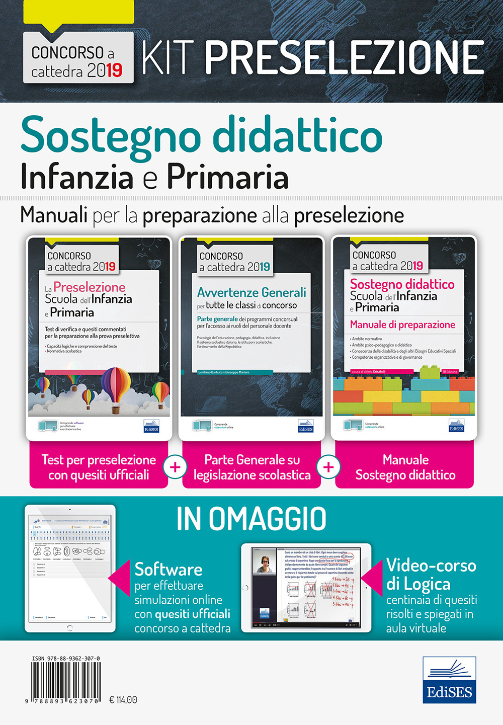 Kit preselezione sostegno didattico nella scuola dell'infanzie primaria. Test + Manuali per la preselezione. Con software di simulazione