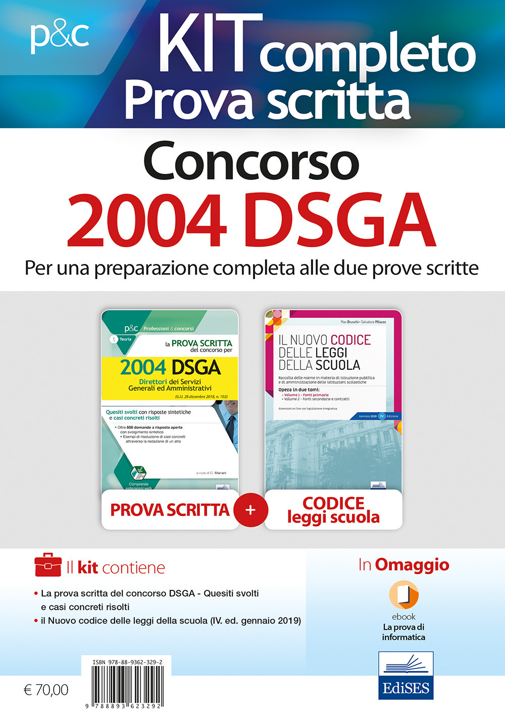 Kit completo per la prova scritta del Concorso 2004 DSGA: La prova scritta del concorso per 2004 DSGA. Quesiti svolti con risposte sintetiche e casi concreti risolti-Il nuovo codice delle leggi della scuola. Con aggiornamento online. Con e-book