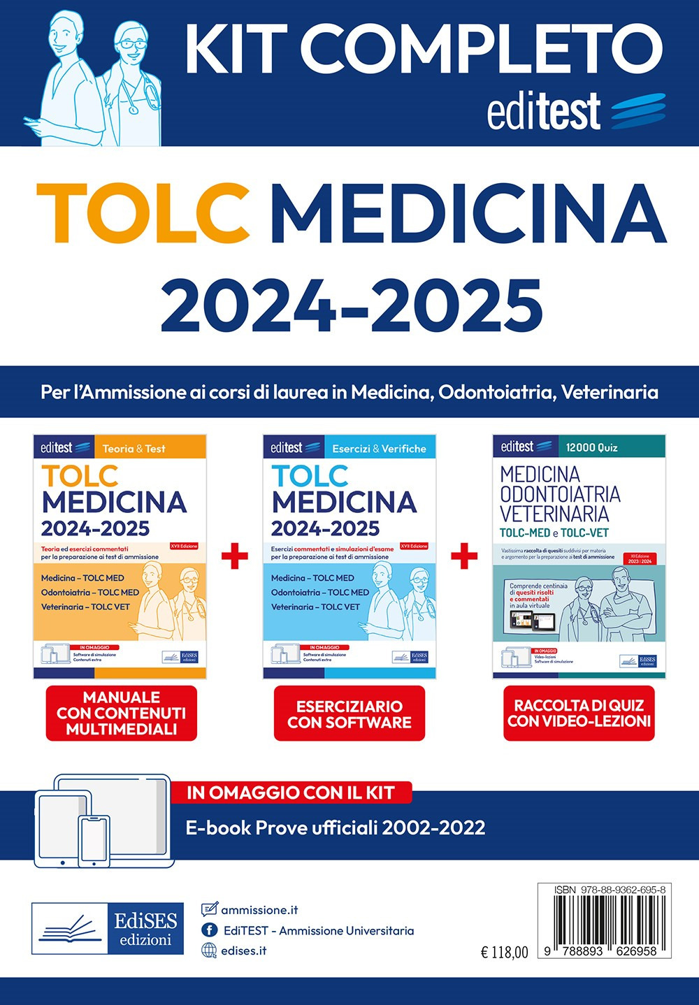 TOLC Medicina 2024-2025. Manuale di teoria e test per l'ammissione ai corsi di laurea in medicina, odontoiatria e veterinaria. Kit completo. Con e-book. Con software di simulazione