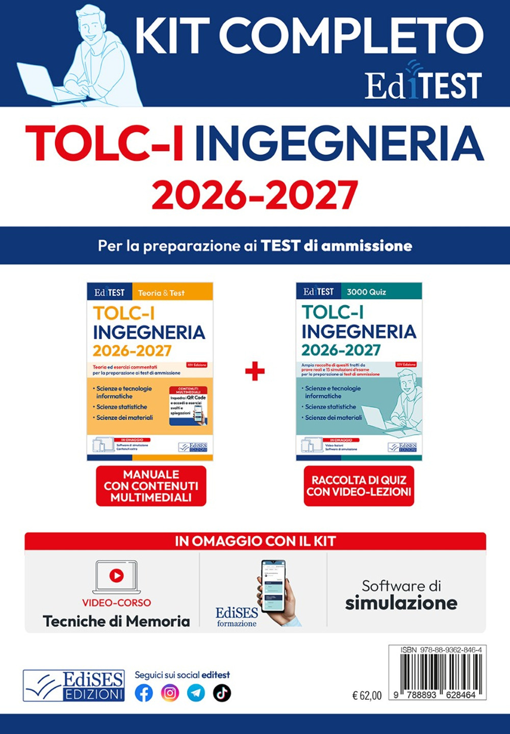 TOLC-I 2026: Kit completo per il test di Ingegneria. Con software di simulazione e video lezioni