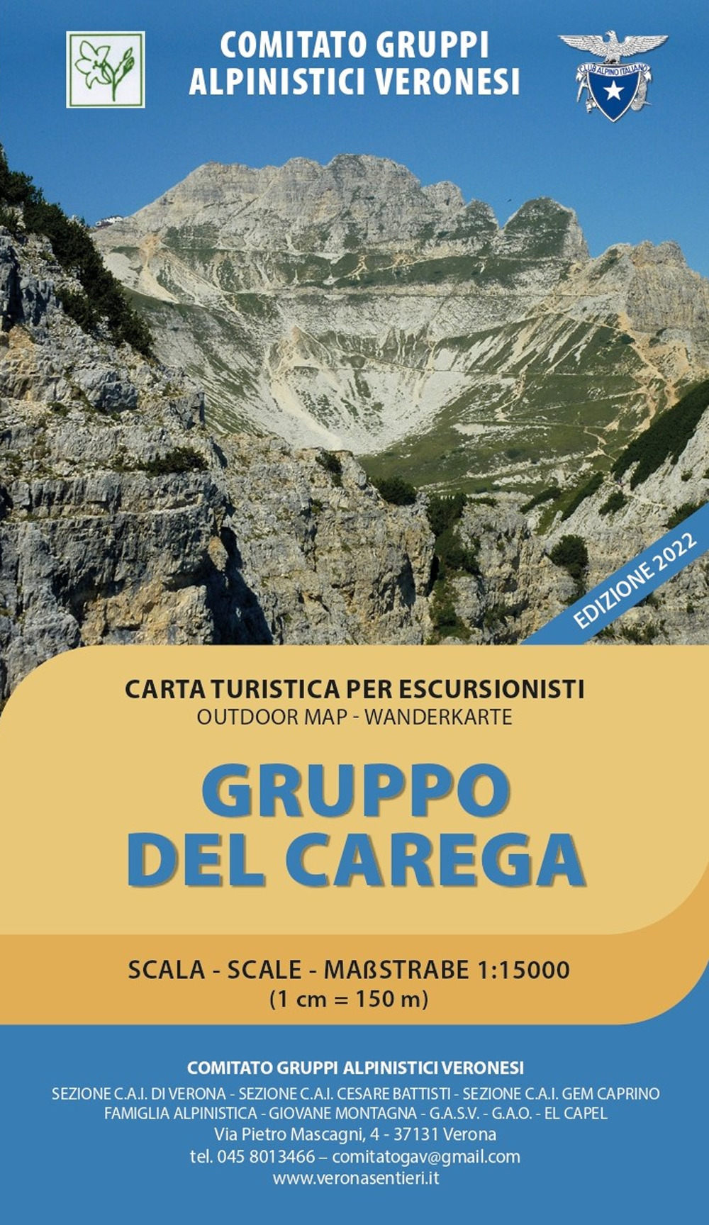 Gruppo del Carega. Carta turistica per escursionisti 1:15.000. Outdoor map - wanderkarte