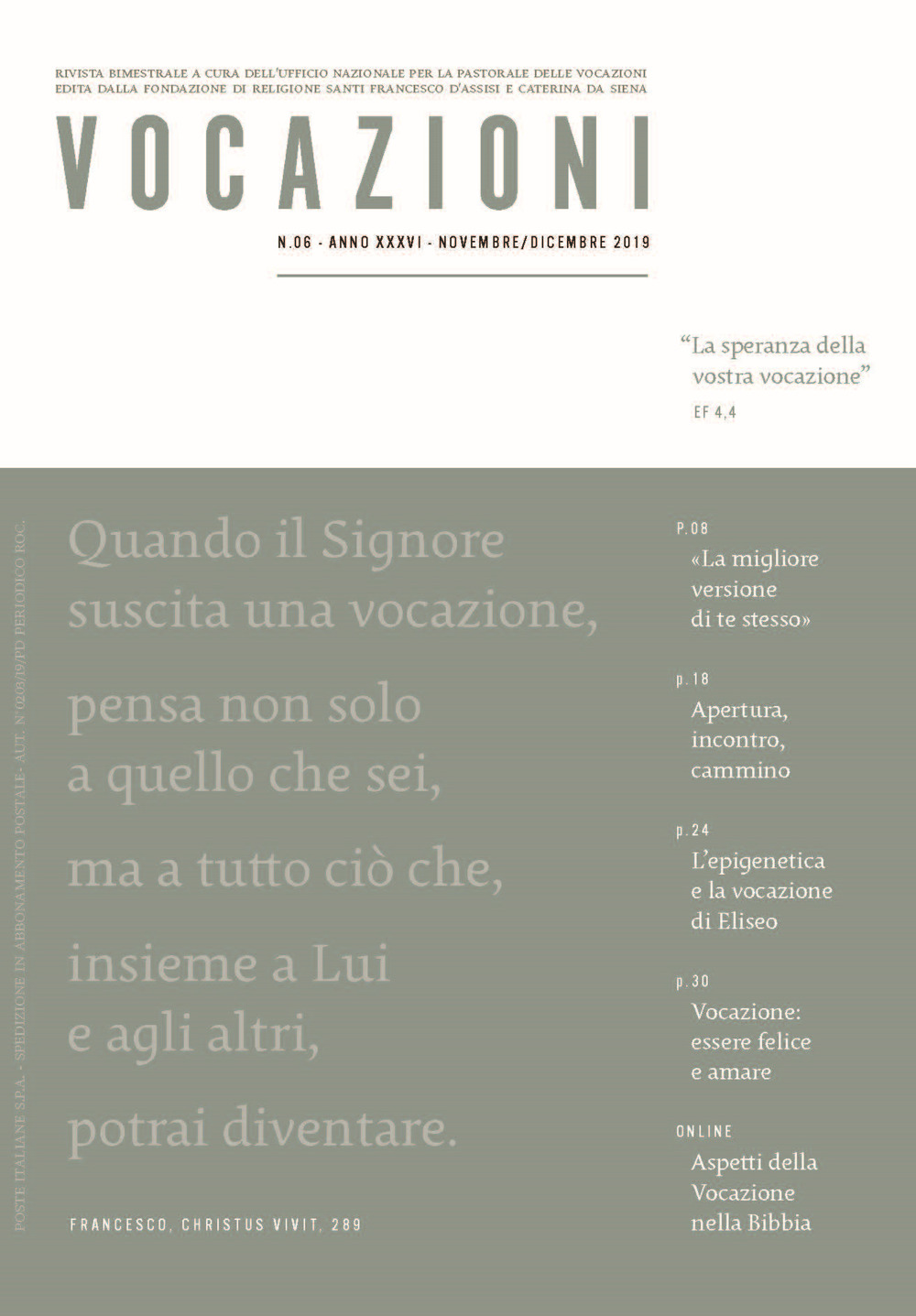 Vocazioni (2019). Vol. 6: La speranza della vostra vocazione