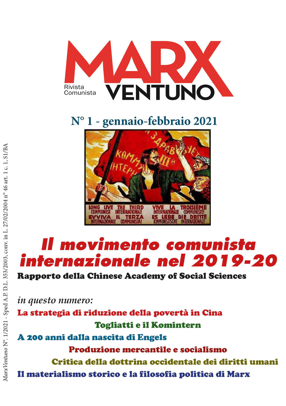 MarxVentuno. Rivista comunista (2021). Vol. 1: Il movimento comunista internazionale nel 2019-20. Rapporto della Chinese Academy of Social Sciences