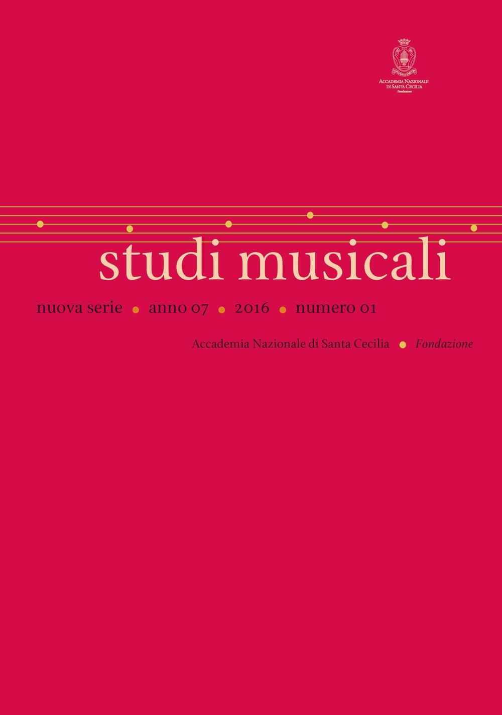 Studi musicali. N.S (2016). Ediz. bilingue