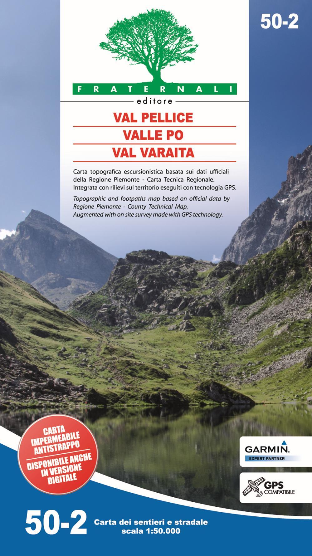 Carta n. 50.2. Val Pellice, Valle Po, Val Varaita. Carta dei sentieri e stradale scala 1:50.000