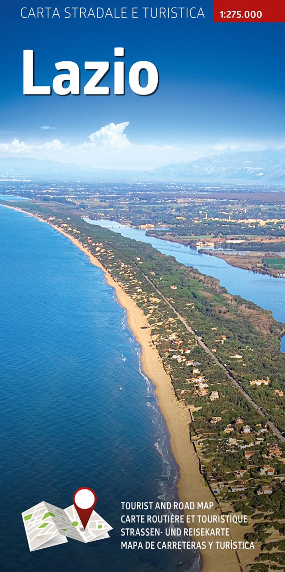 Carta stradale e turistica plastificata. Lazio. 1:275.000