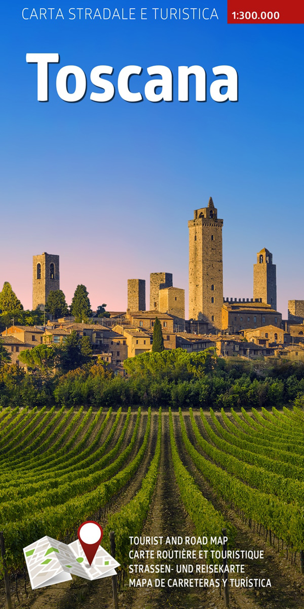 Carta stradale e turistica plastificata. Toscana. 1:300.000