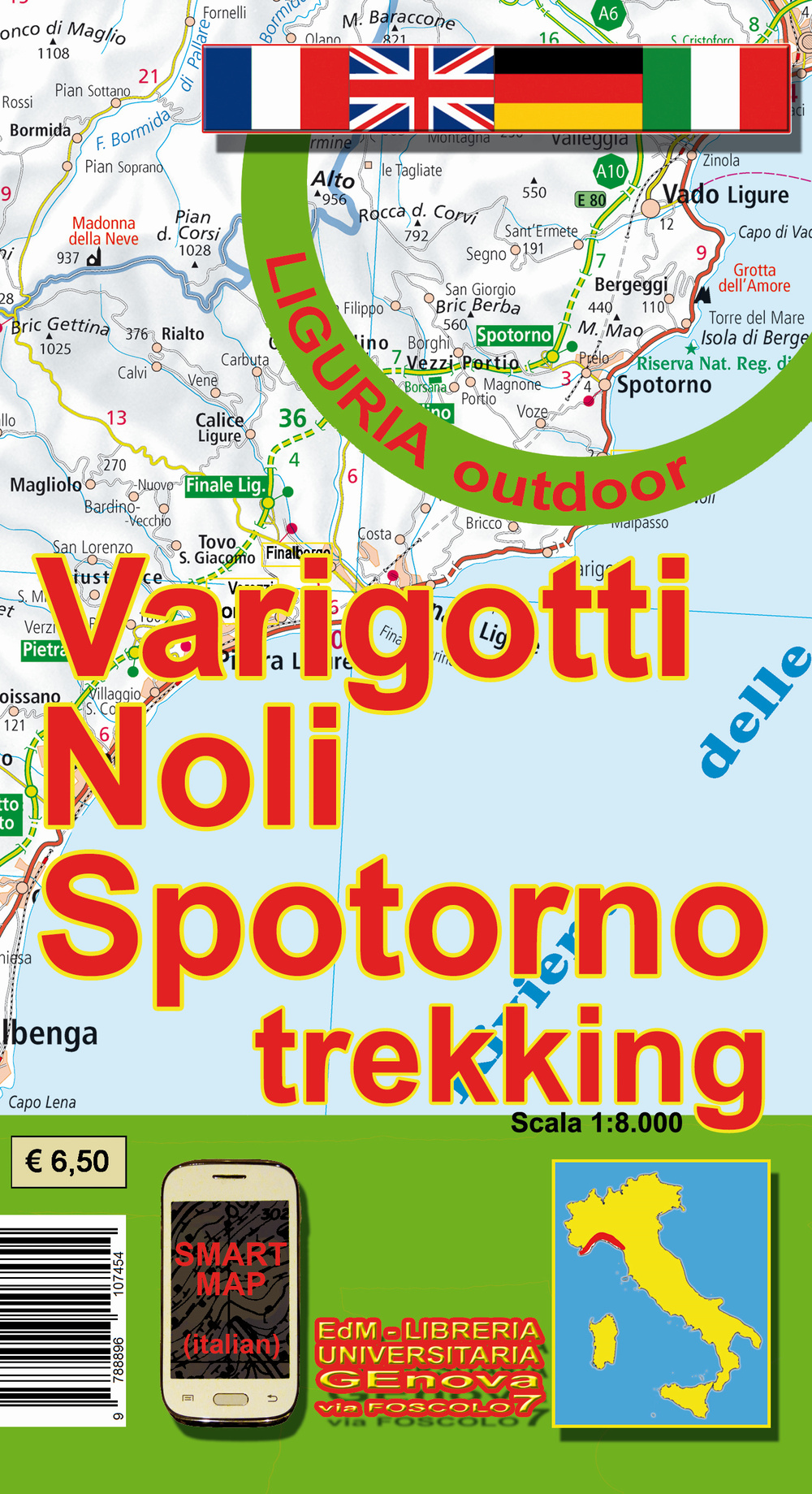 Varigotti, Noli, Spotorno trekking. Carta dei sentieri 1:8.000