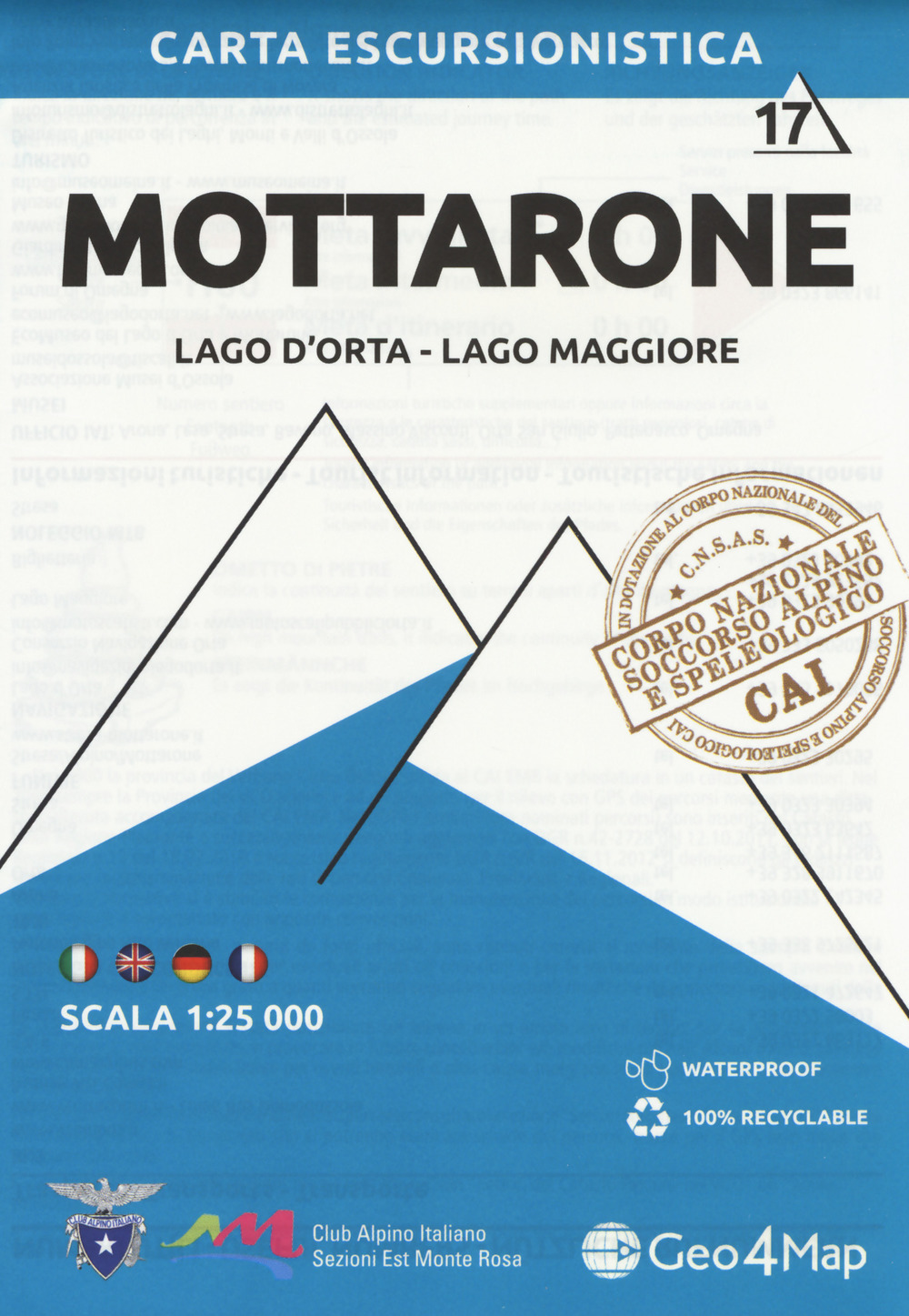 Carta escursionistica Mottarone. Scala 1:25.000. Ediz. italiana, inglese, tedesca e francese. Vol. 17: Lago d'Orta, Lago Maggiore