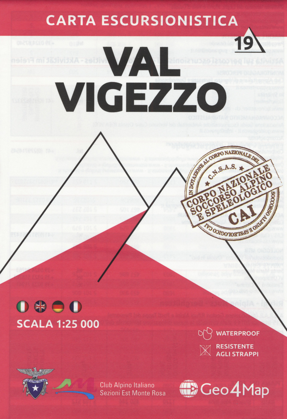 Carta escursionistica Val Vigezzo 1:25.000. Vol. 19