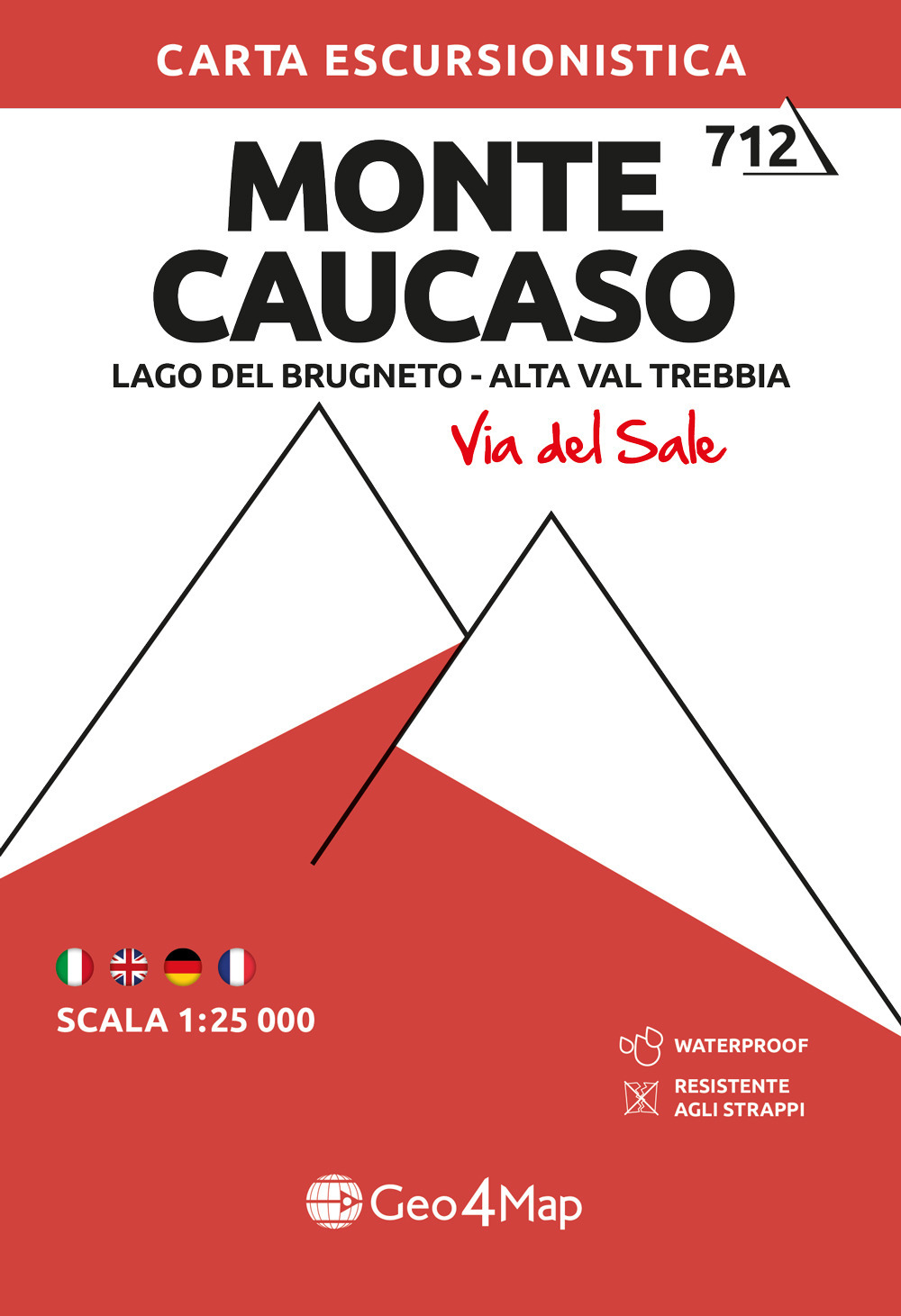 Monte Caucaso. Lago del Brugneto, Alta Val Trebbia. Carta escursionistica 1:25.000