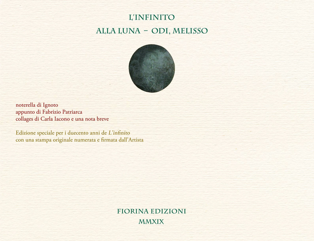 L'infinito-Alla luna-Odi, Melisso