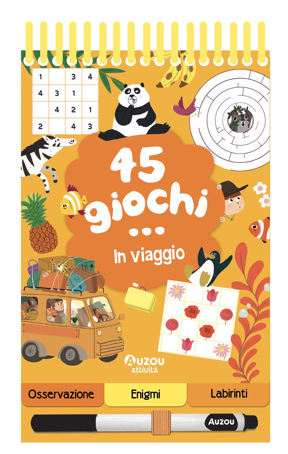 45 giochi... in viaggio. Ediz. a spirale. Con pennarello cancellabile