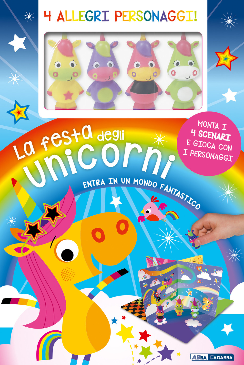 La festa degli unicorni. Ediz. a colori. Con 4 marionette. Con 4 scenari