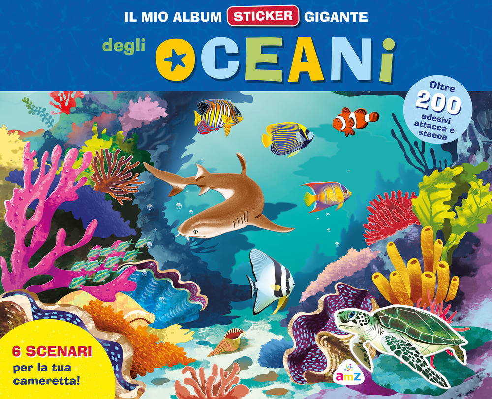 Il mio album sticker gigante delle creature degli oceani. Con adesivi