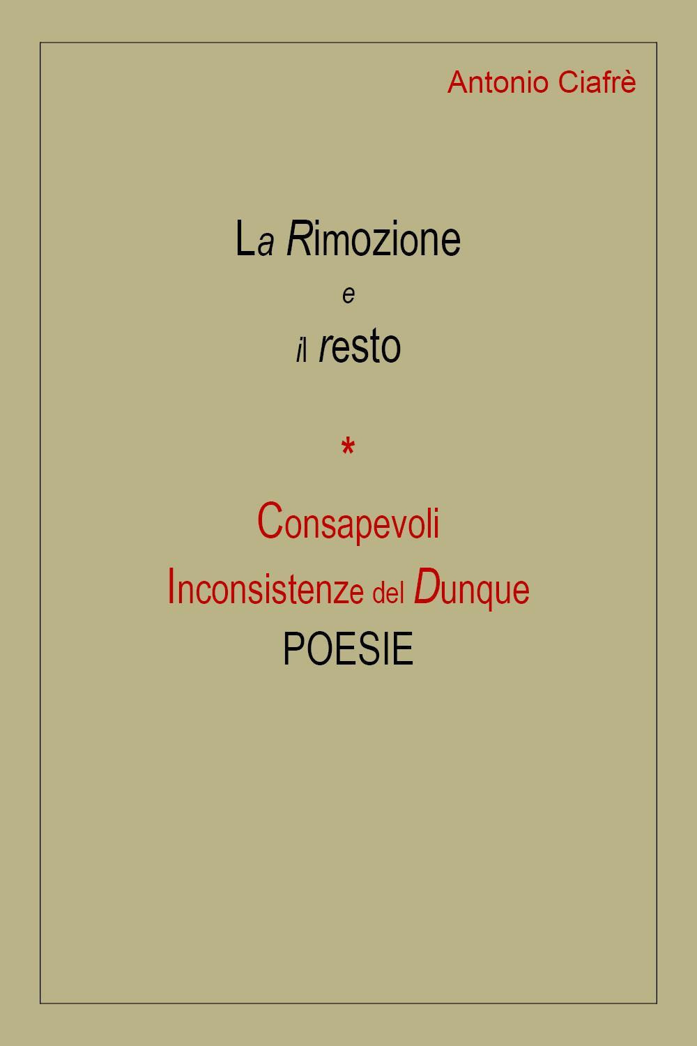 La rimozione e il resto. Consapevoli inconsistenze del dunque