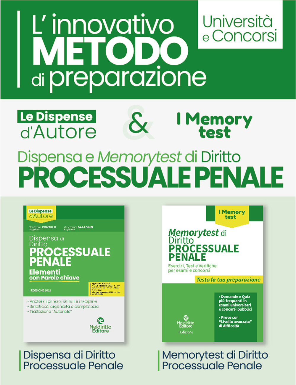 Kit dispensa d'autore: Dispensa di diritto processuale penale-Memorytest di diritto processuale penale. L'innovativo metodo di preparazione