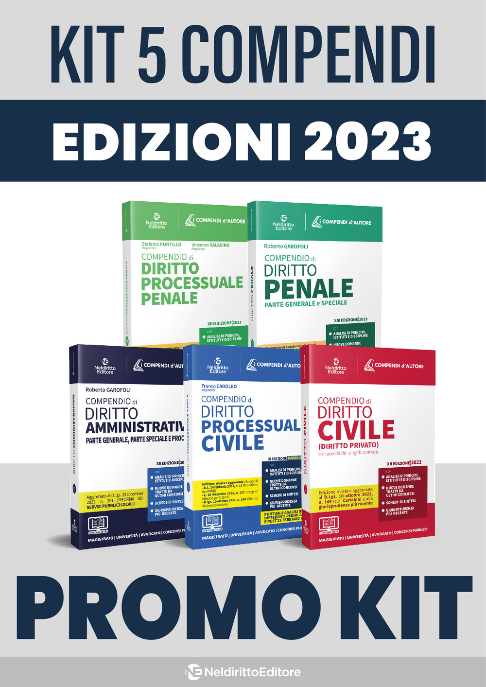 Kit 5 Compendi d'autore: Civile-Penale-Procedura Civile-Procedura Penale-Amministrativo