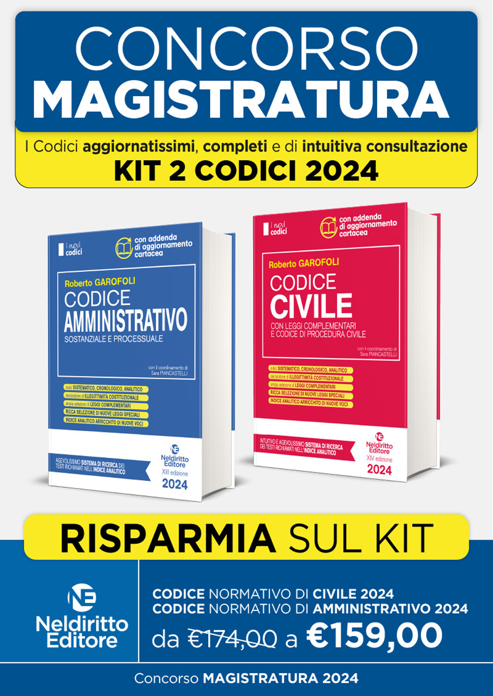 Concorso magistratura. Kit Codici normativi 2024: Codice normativo di Diritto Civile-Codice normativo di Diritto Amministrativo