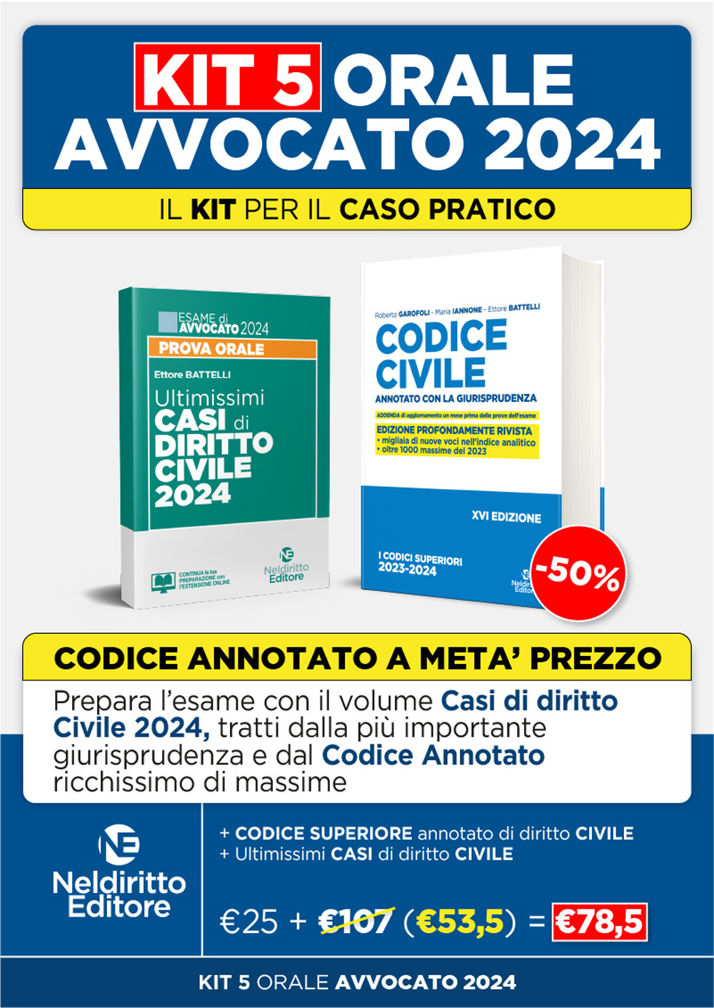 Speciale Orale Avvocato kit Ultimissimi casi di diritto civile 2024 + Codice civile annotato 2023-2024